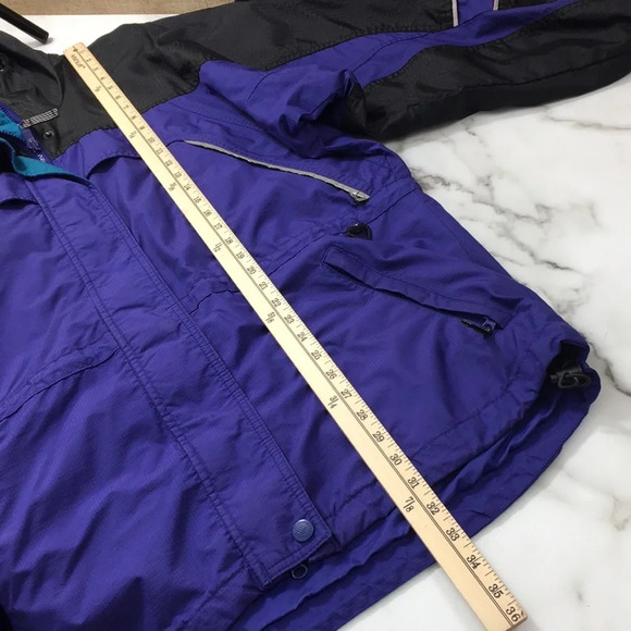 Columbia Premier Outdoor Purple Green Zip Up Snap Hooded Jacket Womens‎ Medium - Picture 11 of 14